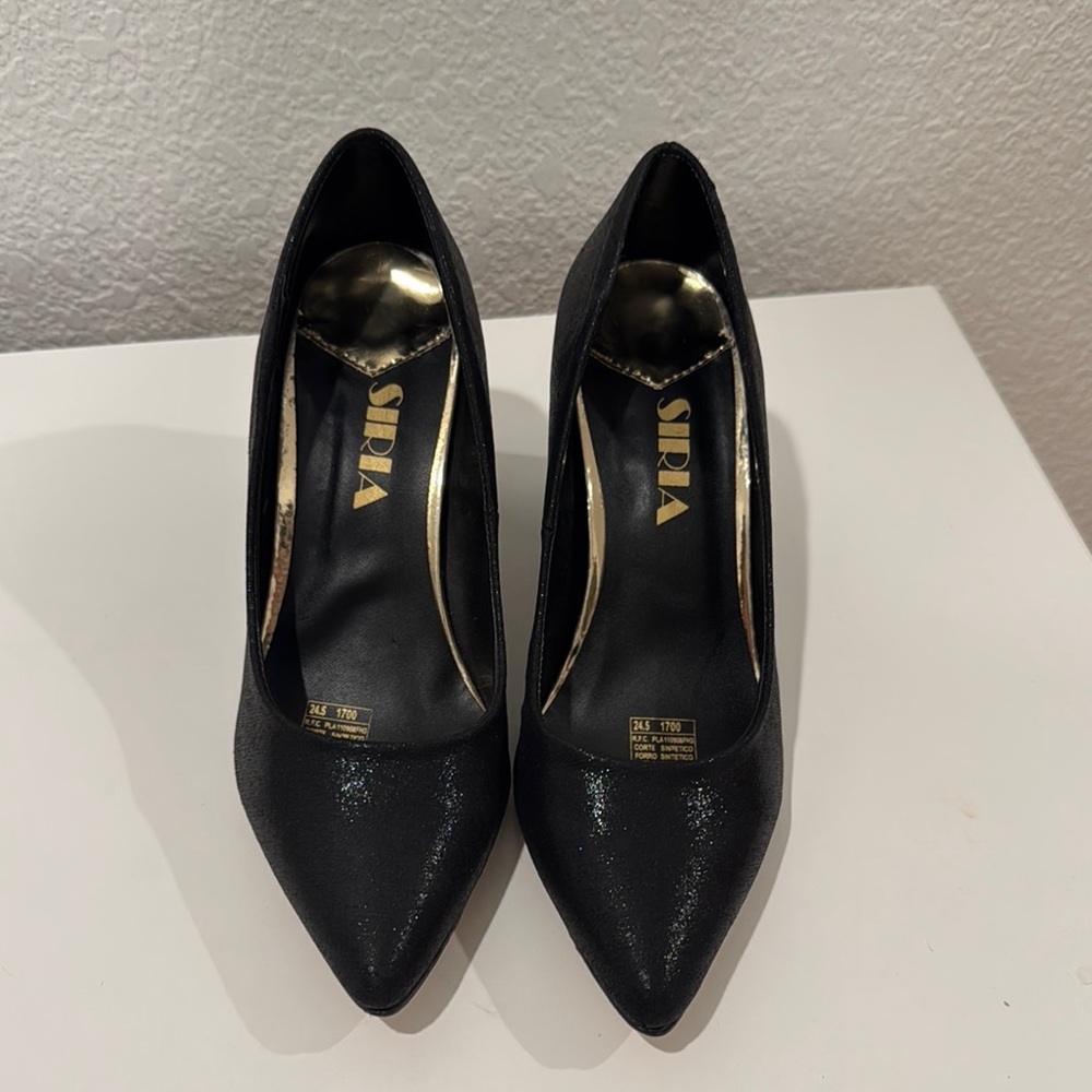Christian Siriano Black Glitter Heels